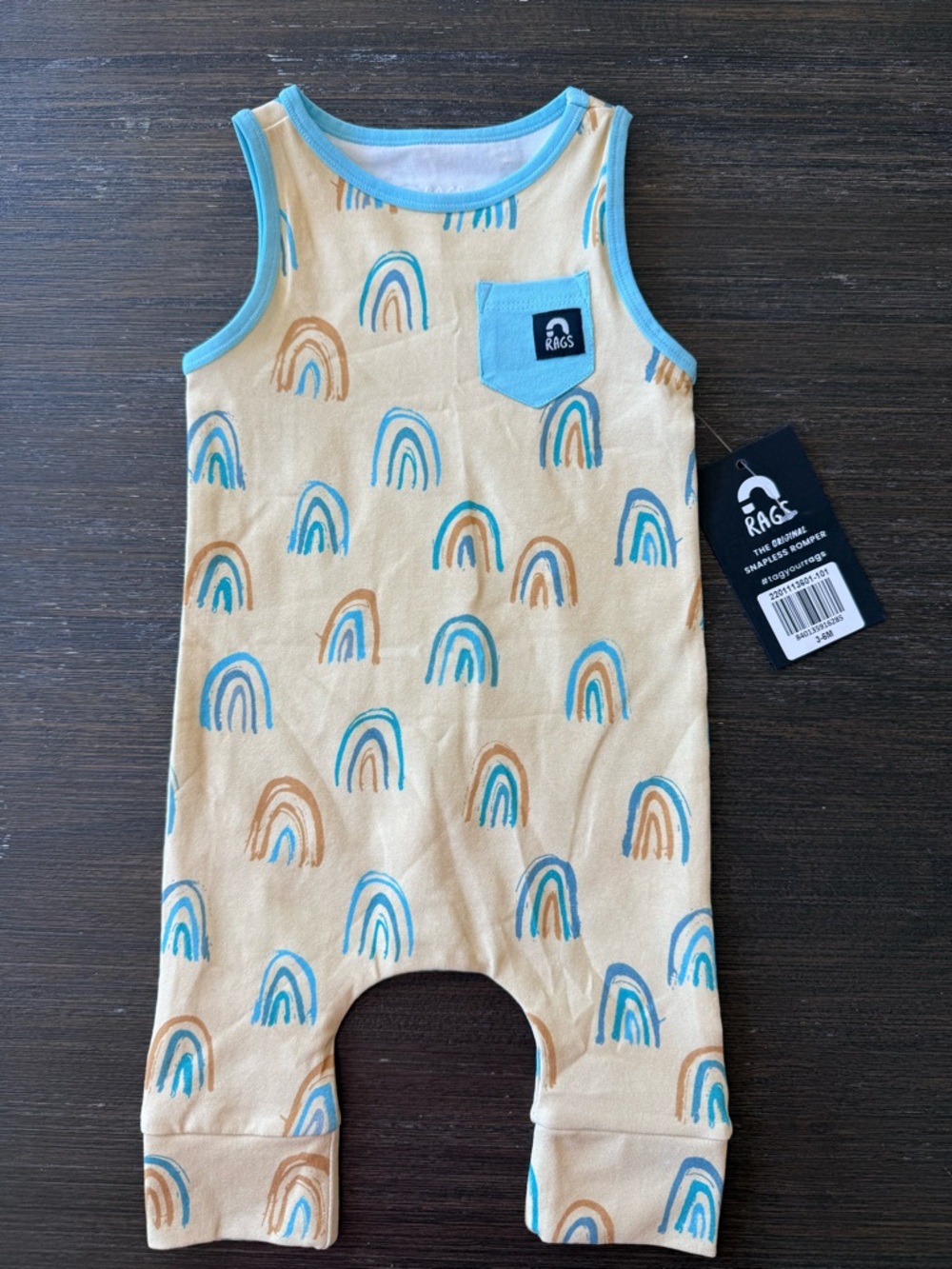 RAGS Yellow Rainbow Tank One-Piece with Blue Trim